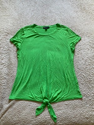 INC International Concepts Women Rayon Short Sleeve T-Shirt Green Size L