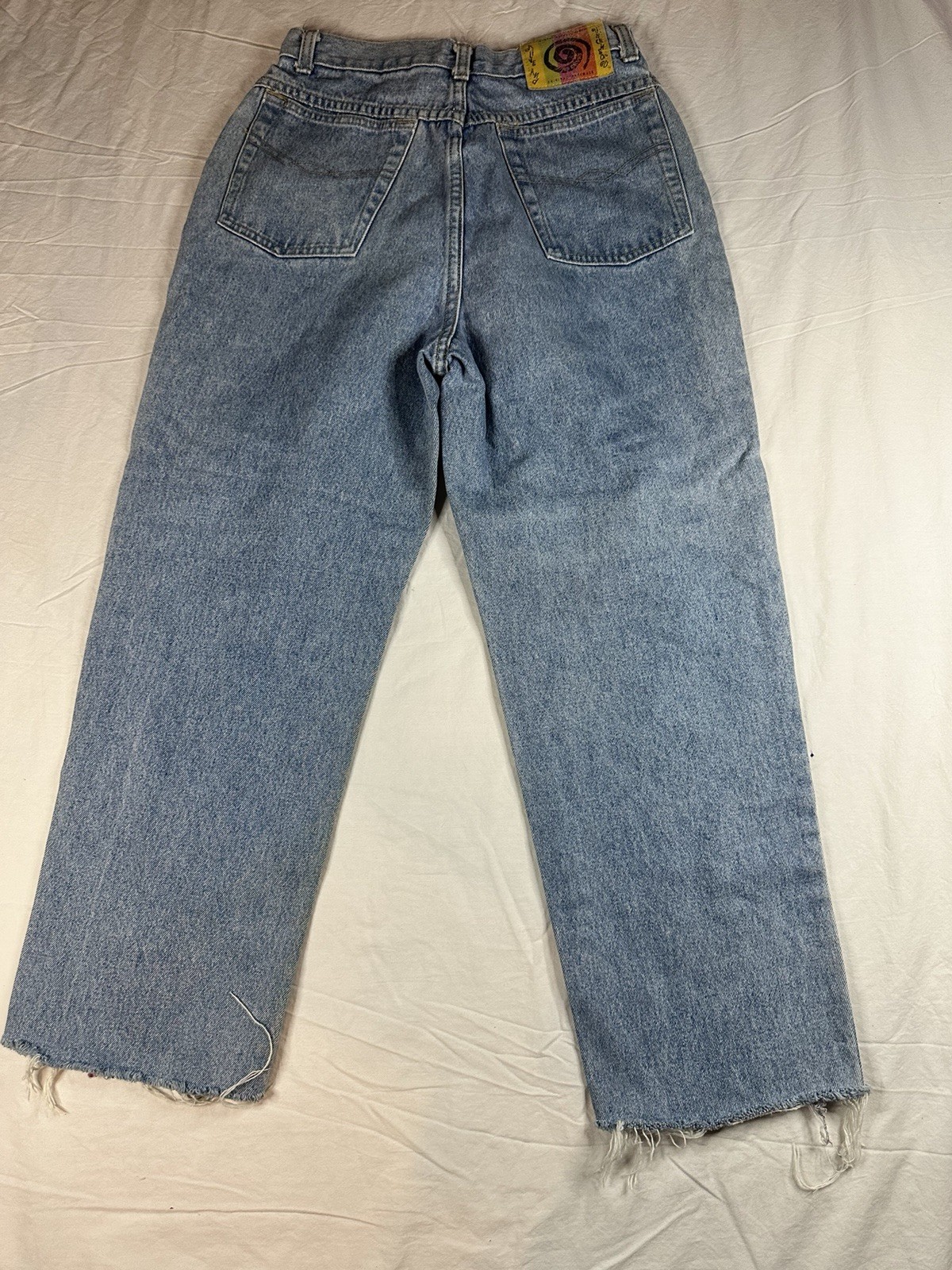 VNT 90s One World Plaid Patchwork Distressed Jean… - image 12