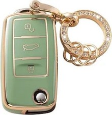 Key Fob Cover with Keychain, Key Shell Case for Jetta Golf Polo M Color: Green
