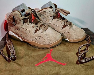 New Nike Air Jordan 6 Travis Scott x Cactus Jack Retro British Khaki Kids 13.5C