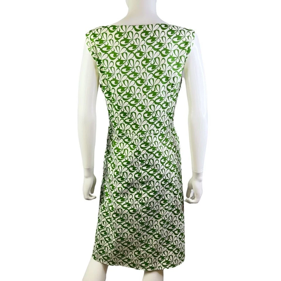 Vestido Vaina Spense Sin Mangas Estampado Verde y Blanco Forrado Missy Talla 14 (J10212) Foto 3 de 4