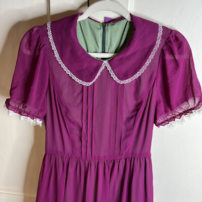 purple hot topic dresses Cosmic Aura Purple Lace Ruffle Slit Maxi Dress Plus Size