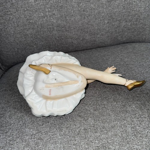 Estatuilla de cisne moribundo bailarina de porcelana grande de colección Andrea de Sadek 7888 - Imagen 11 de 14