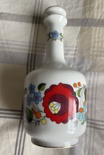 Vintage Kalocsa handbemalte Porzellan Flasche mit Stopfen, floral 0189