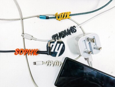 Custom Name Clip Phone Cable Charger Clip Tidy iPhone USB Personalised  4D