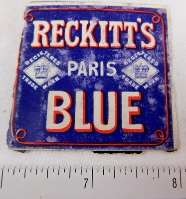 1880's Reckitt's Paris Blue Vintage Original Victorian Label or Box End F57