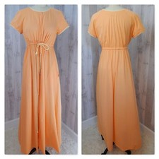 1960s Vintage Vanity Fair ROBE/NIGHTGOWN Soft Nylon Sherbet Orange Pinup 34Bust