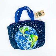 NWT Fun in the Sun “One Earth is All We Get” Canvas Tote Handbag