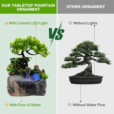 Waterfall Fountain Desktop Water LED Color Chang Rockery Table Home Feng Shui