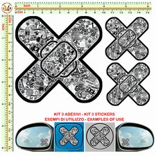 sticker bomb band aid black white cerotto adesivo serbatoio auto moto helmet 3pz
