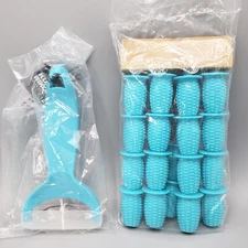 NEW Kuhn Rikon Corn Zipper and Corn Cob Holder TURQUOISE Set of 18 Switzerland