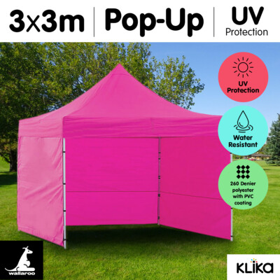 PINK 3x3 WALLAROO POP UP OUTDOOR GAZEBO 