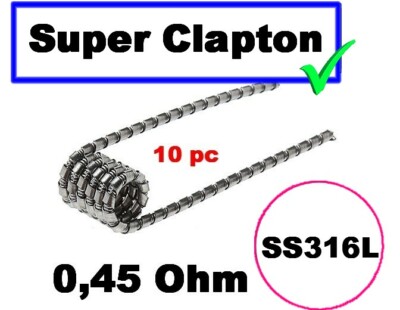 10 x Super CLAPTON SS316L Coils Wire Fertigwicklung RDA/RBA/RTA Draht      