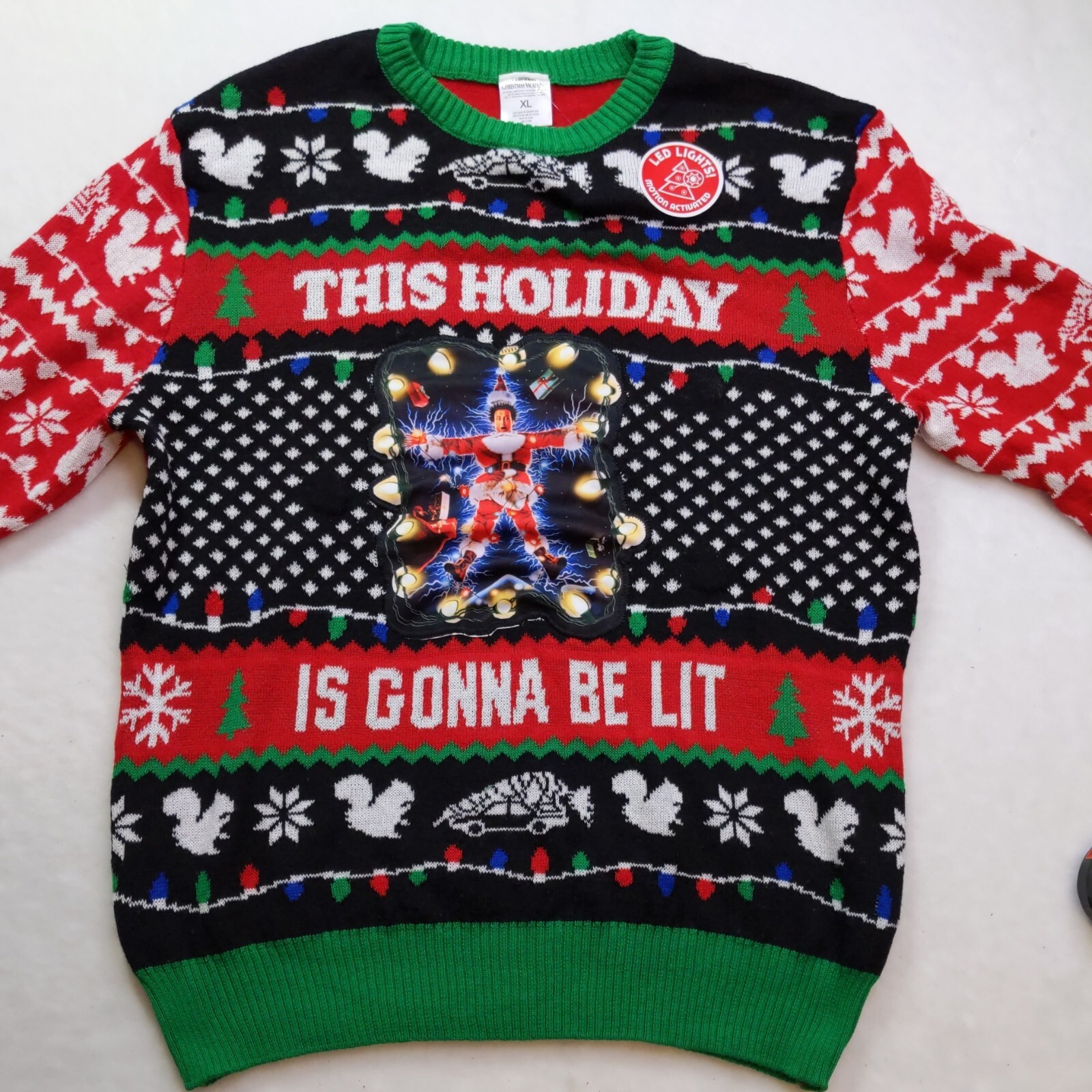 National Lampoonu0026#039;s Christmas Vacation Ugly Christmas Sweater Lights Up  B3 | eBay