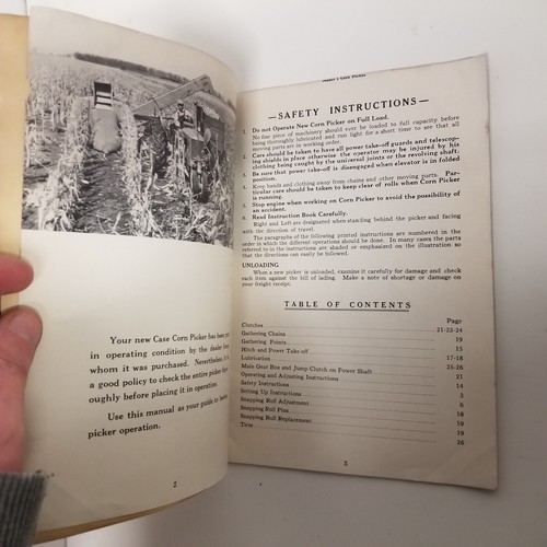 Vintage Case Model "I" Corn Picker Operator's Manual, Form 5431 3000 7-49 - Picture 3 of 5
