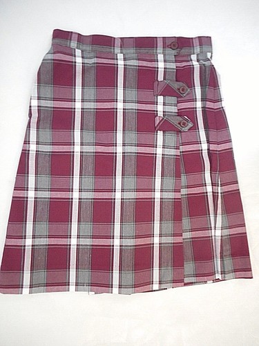 Girls A+ Maroon Plaid Culotte Uniform Skort Jr. Sizes 3 Jr. - 21 Jr.