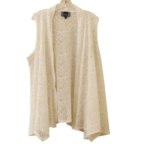 Slinky Brand White Open Lace Sleeveless Cardigan Vest Jacket Size XL - Bild 1 von 7
