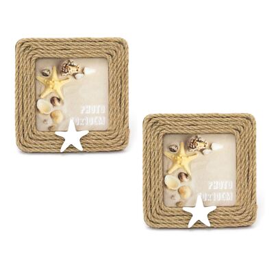 Pack of 2 Nautical Jute Rope Photo Frame | Rustic Rope Picture Frame ...