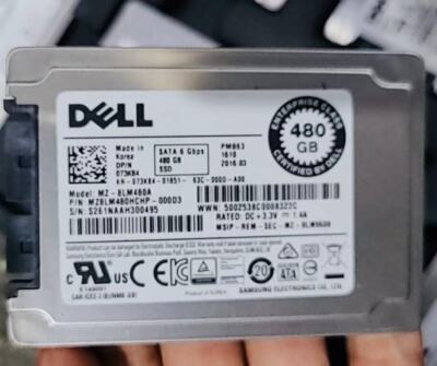 DELL Samsung 480GB PM863 SSD MZ-7LM480A MZBLM480HCHP-000D3 Solid State Drive