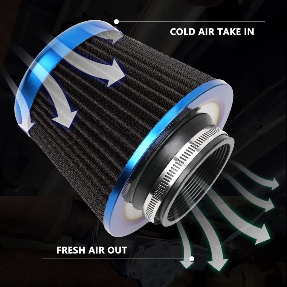 Cold Air Intake Filter High Performance Washable Filter ClampOn