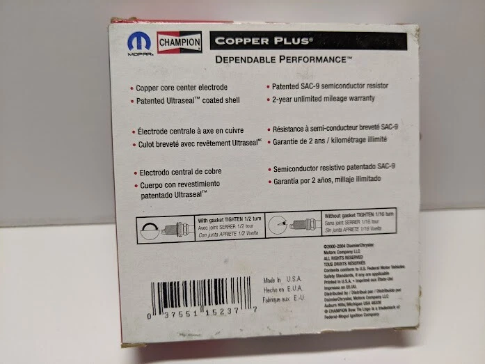 Set of 4 - Champion RE14MCC4 Copper Plus Spark Plugs Made in US - BRAND NEW - Image 3 of 3