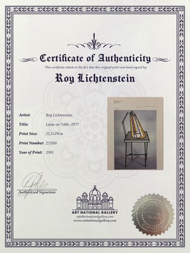 Roy Lichtenstein, * Orig. ¡Litografía firmada a mano con certificado de autenticidad y valoración de $3,500! - Imagen 5 de 12