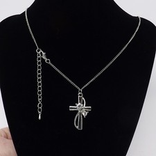 Cross Necklace w/ 2 Clear Gems - New