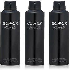 Black by Kenneth Cole for Men All Over Body Spray 6 oz 170 g NEW **PACK OF 3**