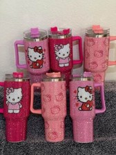 Hello Kitt Rhinestone Tumbler 40oz, Funny Cartoon Bling Tumbler, Cup For Her