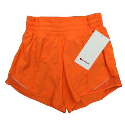 New Lululemon Size 4 Hotty Hot Shorts High Rise HR 4  Lined LITO Lit Orange