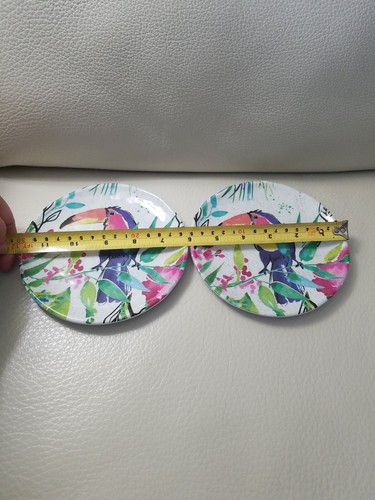 Cynthia Rowley plates MELAMINE FLORAL TROPICAL Tucan 6” Set of 2 - Picture 2 of 7