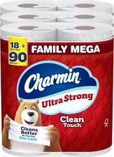 Charmin Ultra Strong Clean Touch Toilet Paper, 18 Family Mega Rolls 90 Regular