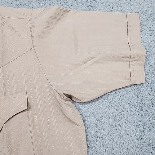 Ely Cattleman Shirt Mens Sz 15 Beige Short Sleeve Pearl Snap Western Rockabilly - Picture 5 of 10