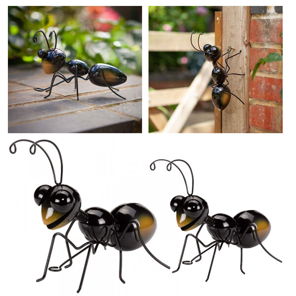 Set Of 2 Metal Ant Garden Wall Art Med & Large Garden Ornament Fence SG