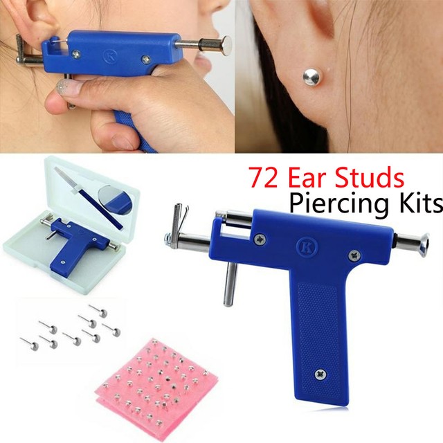 Professional Stainless Steel Ear Nose Navel Body Piercing Gun Tool Kit