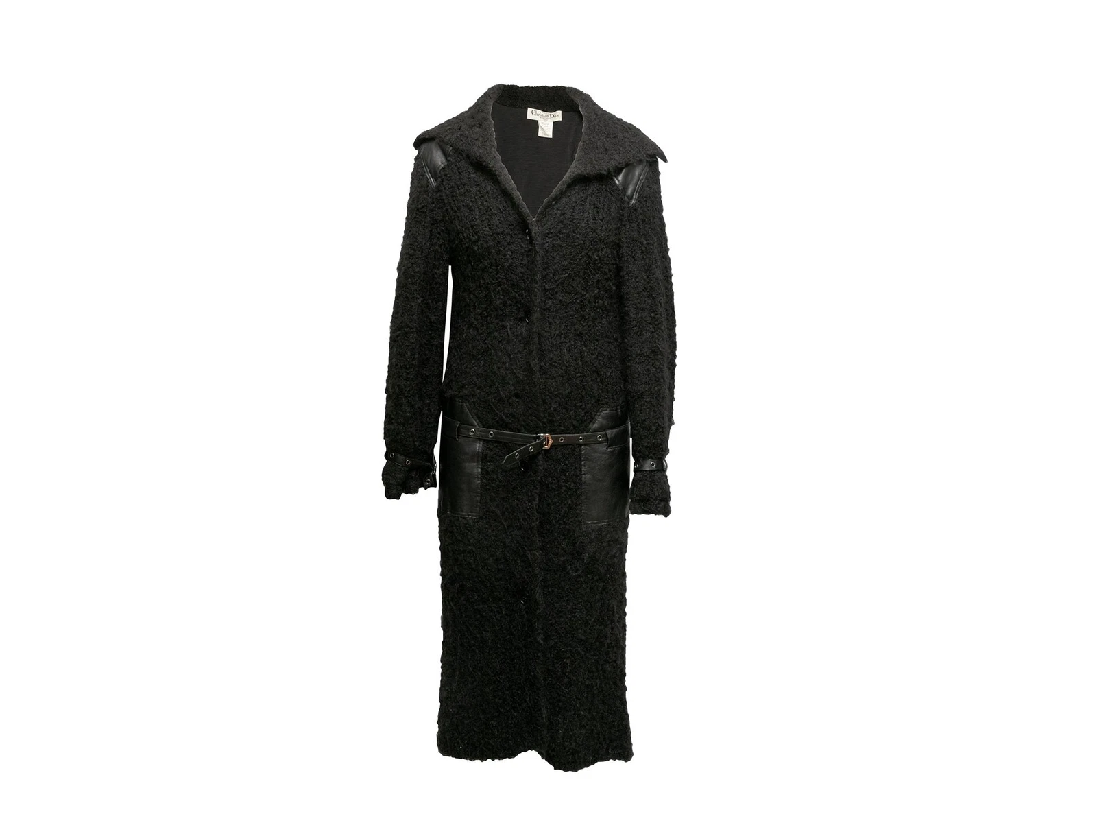 Manteau ceinturé noir Christian Dior laine et alpaga mélangés taille FR 36