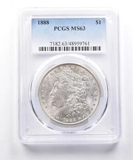 1888 Morgan Silver Dollar MS63 PCGS Beautifully Toned Reverse *7445
