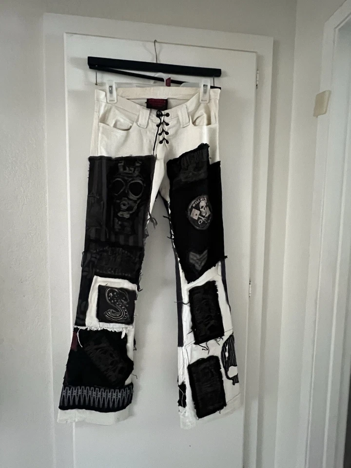 SERIOUS Clothing White Women XS Pants LASW705B VHTF Y2K Punk Rock Mad Max Vtg