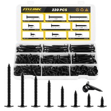 220 PCS 8 Truss Head Black Wood Screws Assortment Kit,FIXLINK 220pcs,