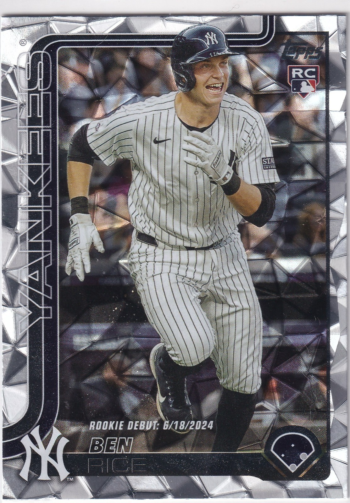 BEN RICE (RC) - 2025 TOPPS UPDATE SERIES DIAMANTE PARALLEL (US25) - NY YANKEES