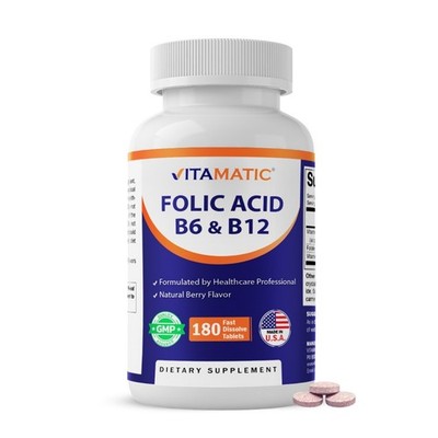 Vitamatic Folic Acid B12 B6 180 Fast Dissolve Tablets