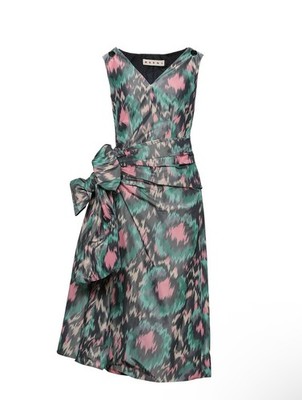 Marni Floral Ikat Midi Dress With Bow Detail Sz 8 $2650