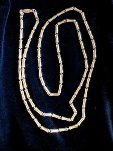 Authentic Vintage Napier Yellow Gold Plated Bamboo Chain Necklace 29”