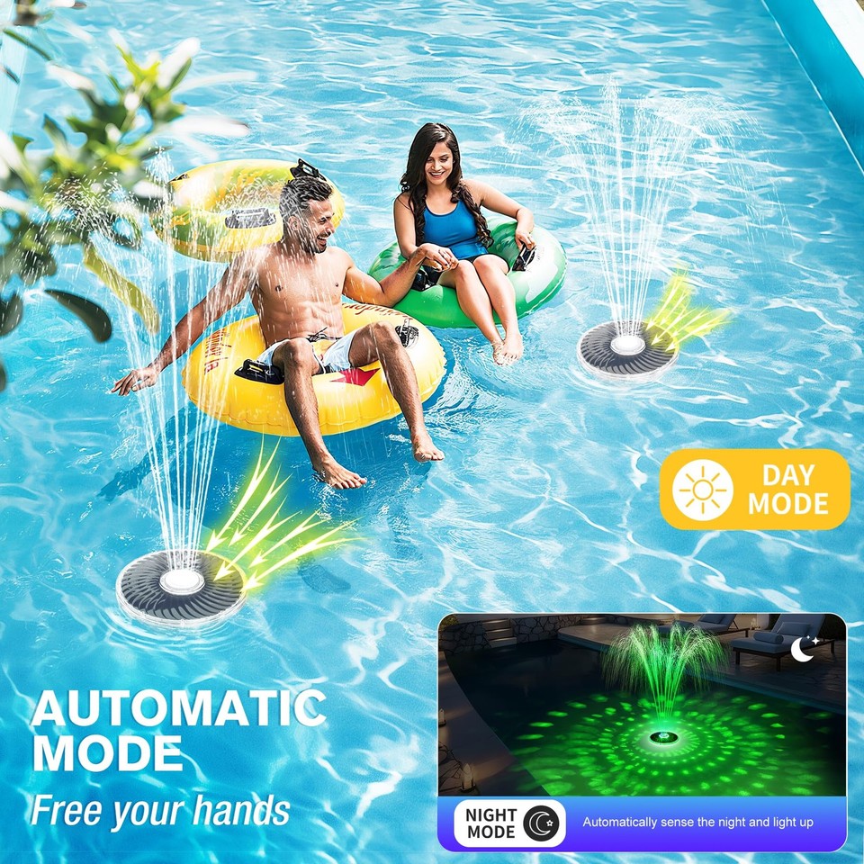 Solar Powered Pool Fountains Fontaine Solaire Solar Fountain With Light  Show,2025 Large Solar Pool Fountain With Anchor Square Floating Pool  Fountains For Inground Above Ground Pool Solar Powered Water Fountains Pump  For, image size:960x960