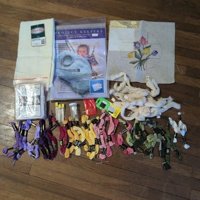Vintage HUGE LOT DMC embroidery Floss, Floss-a-way, Mics Embroidery Supplies 