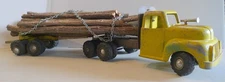 ALL AMERICAN TOY CO. TIMBER TOTER LOG TRUCK & TRAILER with REAL REDWOOD "LOGS"