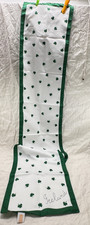 Lucky Irish Scarf Green Border Ireland Shamrocks Washable Vintage 54 X 10 "