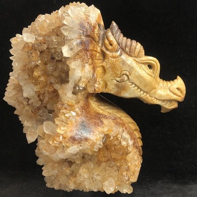 TOP-QUALITY HAND-CARVED DRAGON NATURAL CRYSTAL CLUSTER QUARTZ MINERAL SPECIMENS.