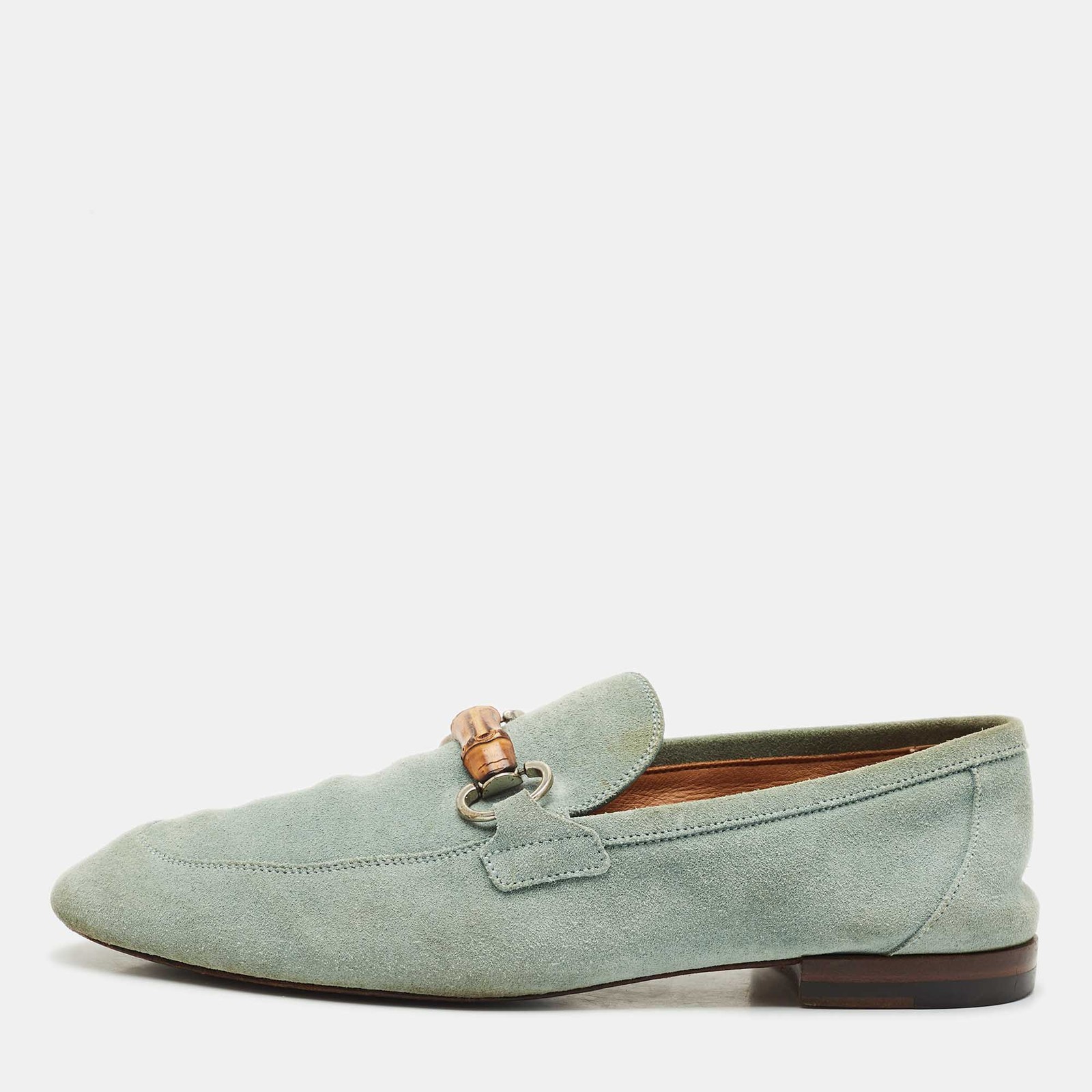 Gucci Blue Suede Jordaan Loafers Size 40.5 Slip On