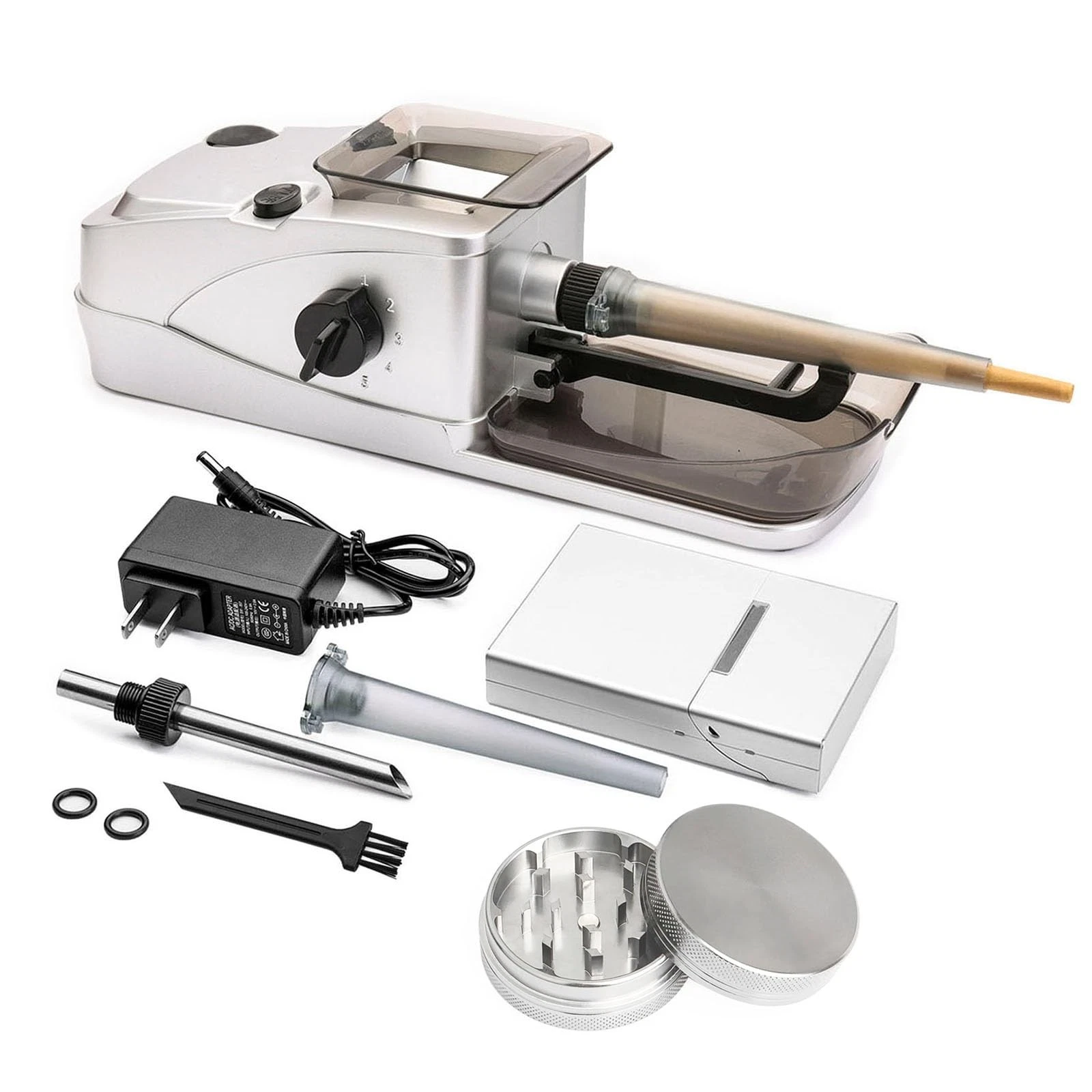 Electric Rolling Machine Set with Manual Herb Grinder and Pre-Roll Holder Cas...